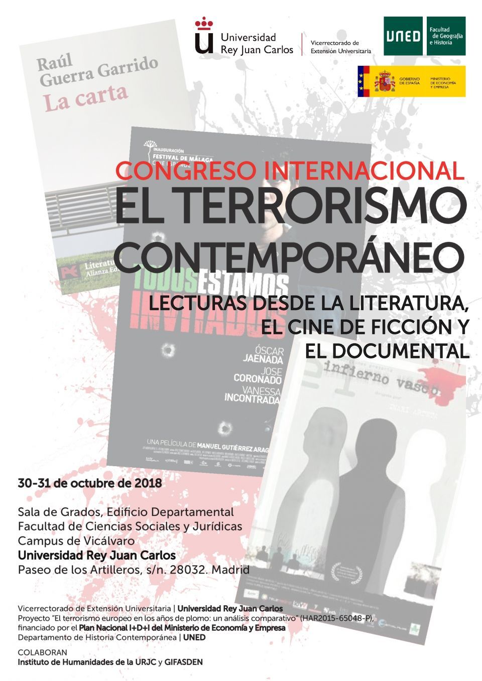 Congreso: El terrorismo contemporáneo. Lecturas desde la literatura, el cine de ficción y el documental. Madrid, 30 y 31 de octubre de 2018