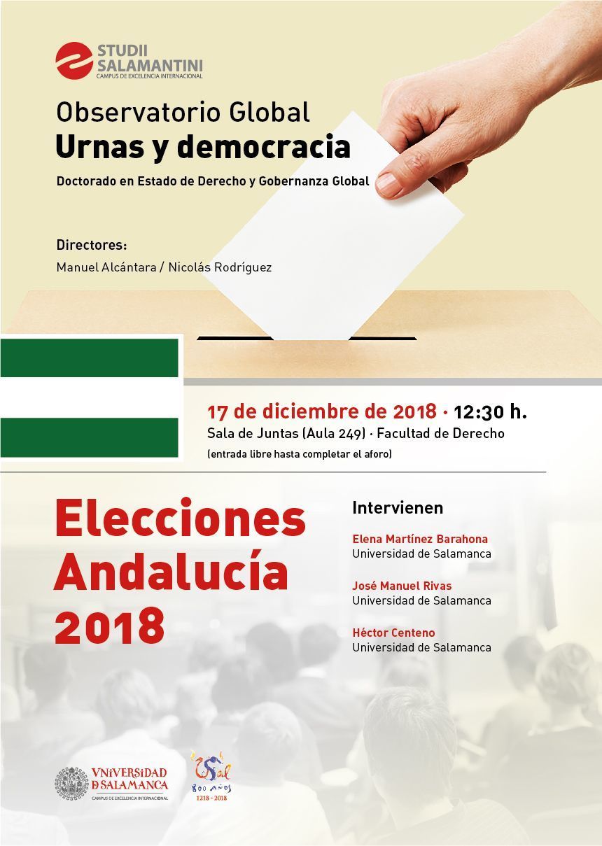 Seminario Urnas y Democracia "Elecciones Andalucía 2018". 17 diciembre (Salamanca)