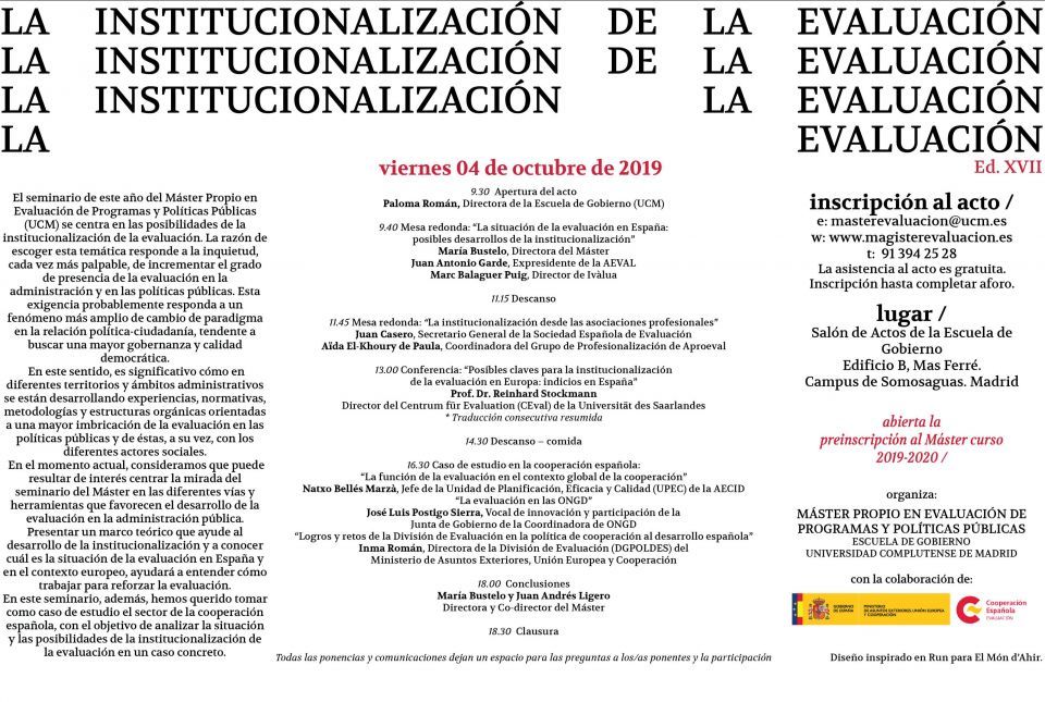 Seminario Institucionalización de la Evaluación - UCM -  4 oct.