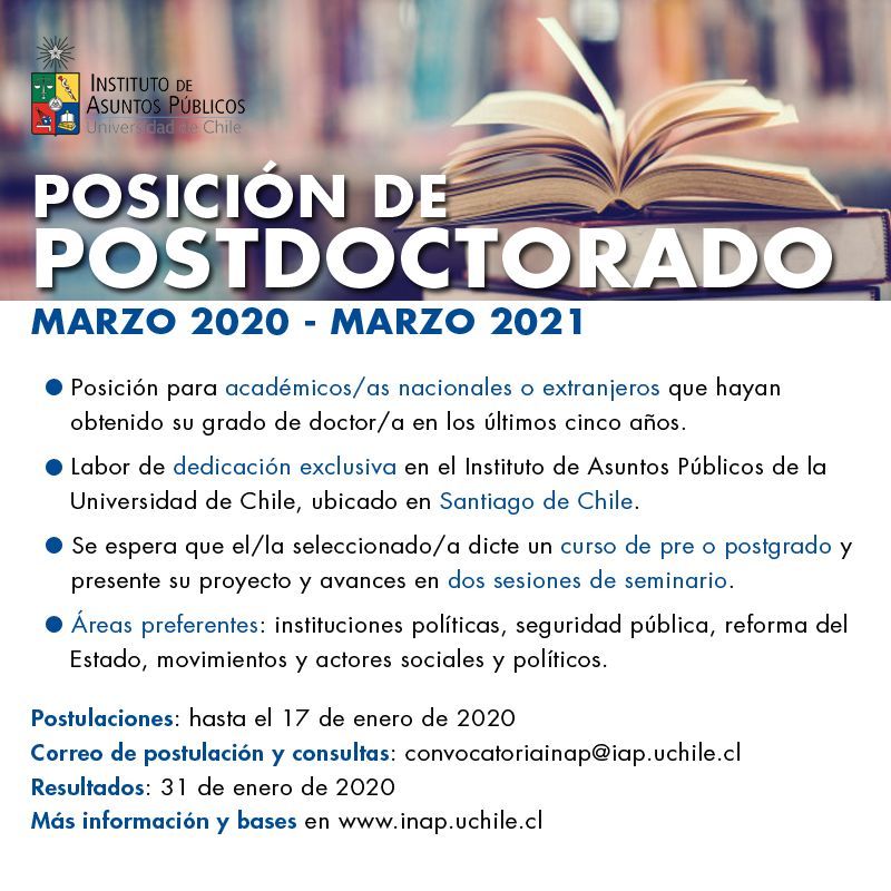 Convocatoria a posición de postdoctorado - Universidad de Chile