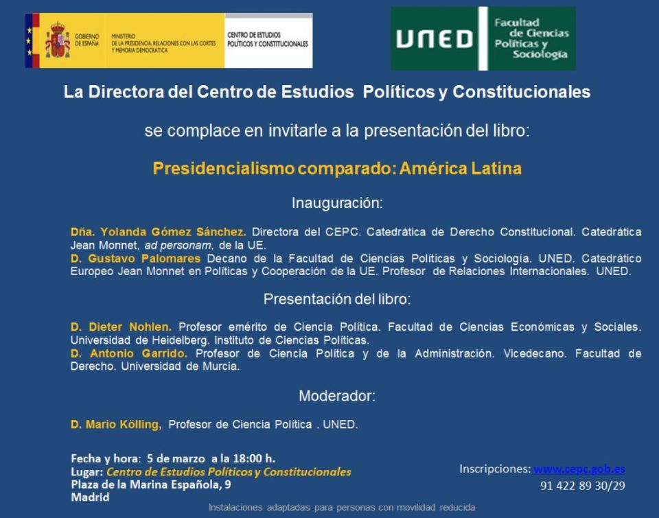 Presentación del libro "Presidencialismo Comparado", de Dieter Nohlen y Antonio Garrido