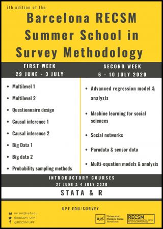 Registration is open: Barcelona RECSM Summer School in Survey Methodology 2020