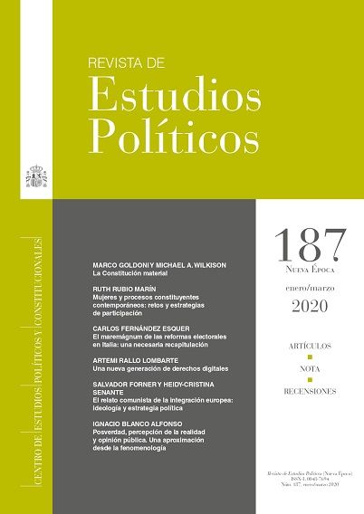 Disponible el último número (187) de la Revista de Estudios Políticos - CEPC