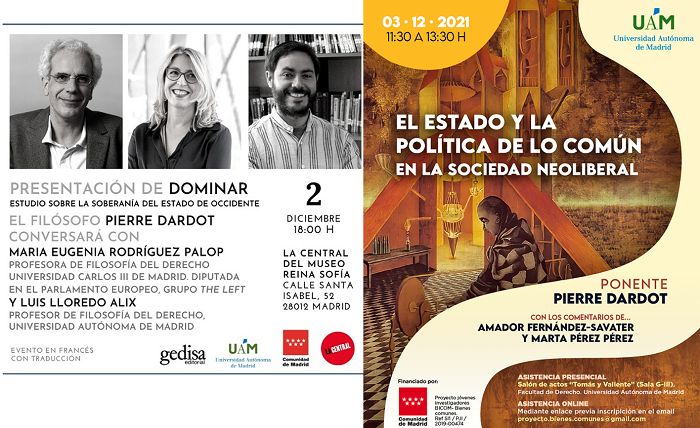 Pierre Dardot en Madrid: Presentación de su nuevo libro y seminario en la UAM - 2 y 3 de diciembre