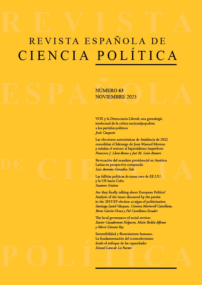 ¡Ya disponible el número 63, noviembre 2023, de la Revista Española de Ciencia Política (RECP)!