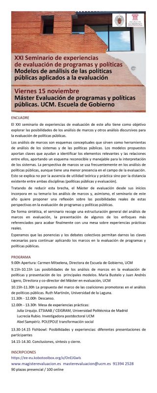 XXI Seminario sobre Experiencias de Evaluación de Programas y Políticas