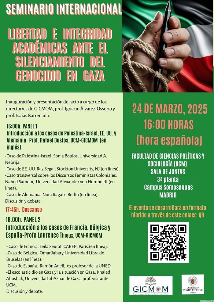 Seminario Internacional GICMOM: Libertad e integridad académicas ante el silenciamiento del genocidio en Gaza