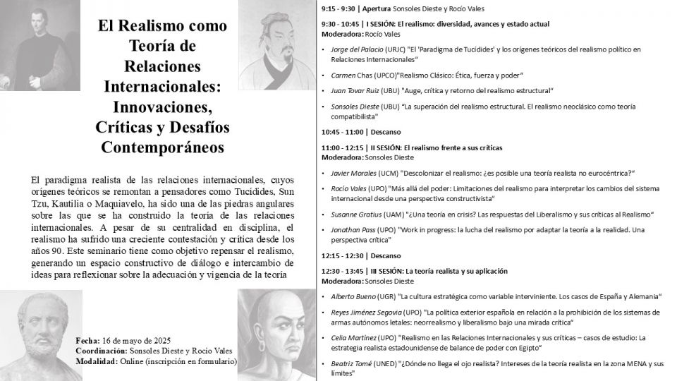 Seminario online: 'El Realismo como Teoría de Relaciones Internacionales: Innovaciones, Críticas y Desafíos Contemporáneos'