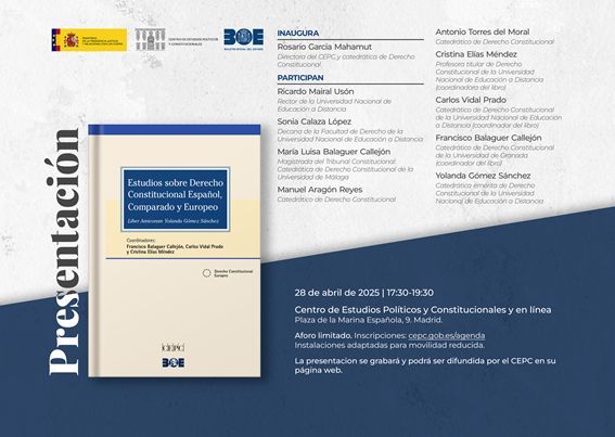 Presentación CEPC: 'Estudios sobre Derecho Constitucional Español, Comparado y Europeo. Liber amicorum Yolanda Gómez Sánchez'