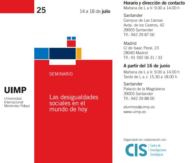 Curso UIMP 2025 "Las desigualdades sociales en el mundo de hoy"