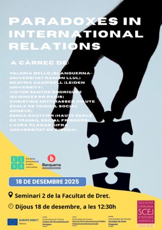 Roundtable: "Paradoxes in International Relations" - 18 December, University of Girona (UdG)