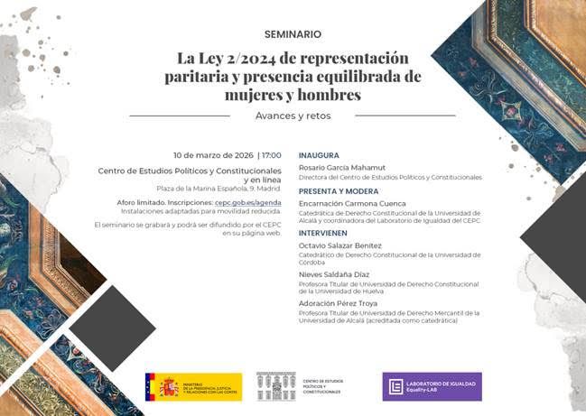 CEPC: Seminario 'La Ley 2/2024 de representación paritaria y presencia equilibrada de mujeres y hombres'