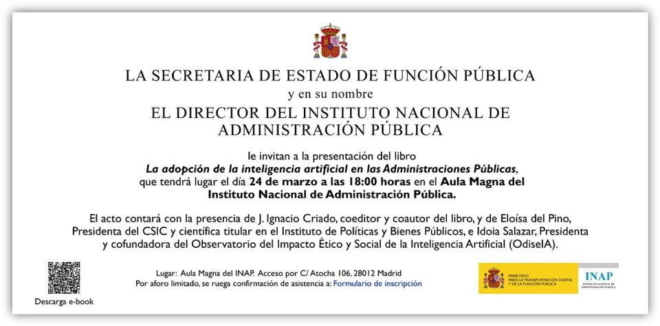Presentación del libro “La adopción de la inteligencia artificial en las Administraciones públicas”