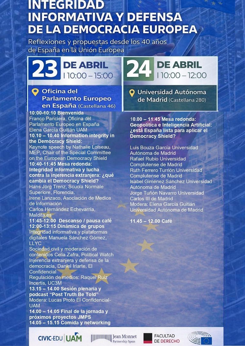 Jornadas sobre Integridad informativa y defensa de la democracia en la UE - 23 y 24 abril 2026