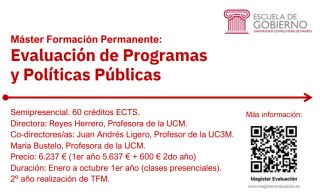 XXV promoción del Máster Evaluación de Programas y Políticas Públicas, UCM. Abierta la preinscripción. 