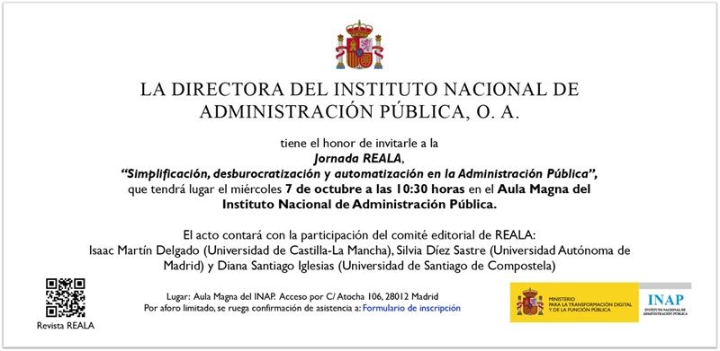 El INAP acoge la Jornada REALA sobre desburocratización y automatización en la Administración Pública